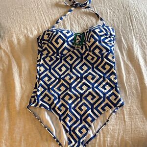 Boden Blue and White Kids One Piece Swimsuit